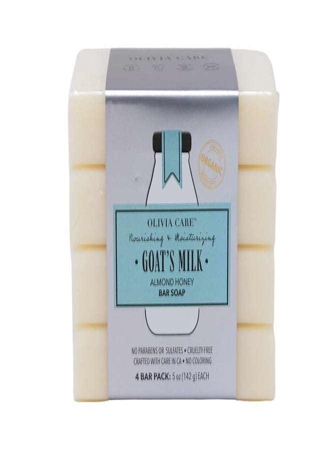 Olivia Care Goat's Milk Organic Bar Soap 4 Pack of 5 oz Bars Made in the USA (Almond Honey) - Image 1